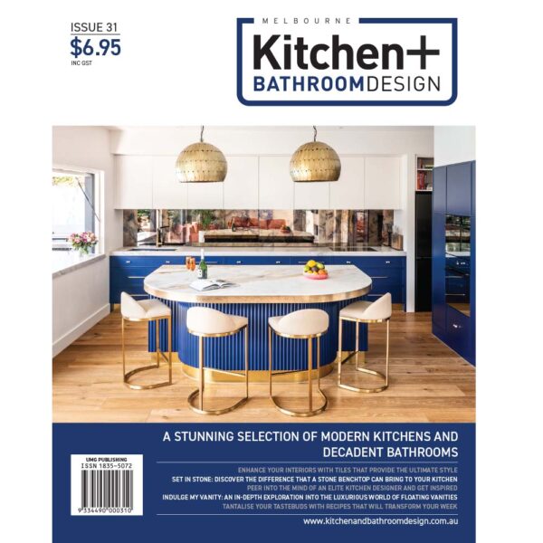 Melbourne Kitchen 31: blue and gold kitchen