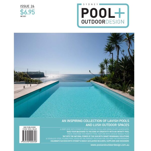 Sydney Pools 26 cover: infinity edge pool and landscape